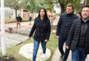 Noelia Correa y Leonardo Nardini supervisaron la obra de pavimentación del barrio Grand Bourg Sur