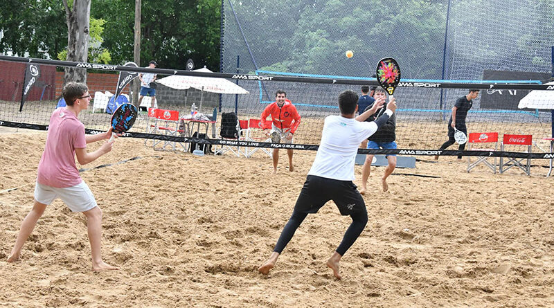 Nardini visitó un centro deportivo donde se practica Beach Tennis en Malvinas Argentinas