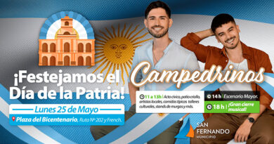 San Fernando festejará el 25 de Mayo con “Campedrinos” y un acto cívico