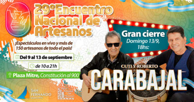 San Fernando recibirá al 29° Encuentro Nacional de Artesanos, con Cuti y Roberto Carabajal San Fernando recibirá al 29° Encuentro Nacional de Artesanos, con Cuti y Roberto Carabajal